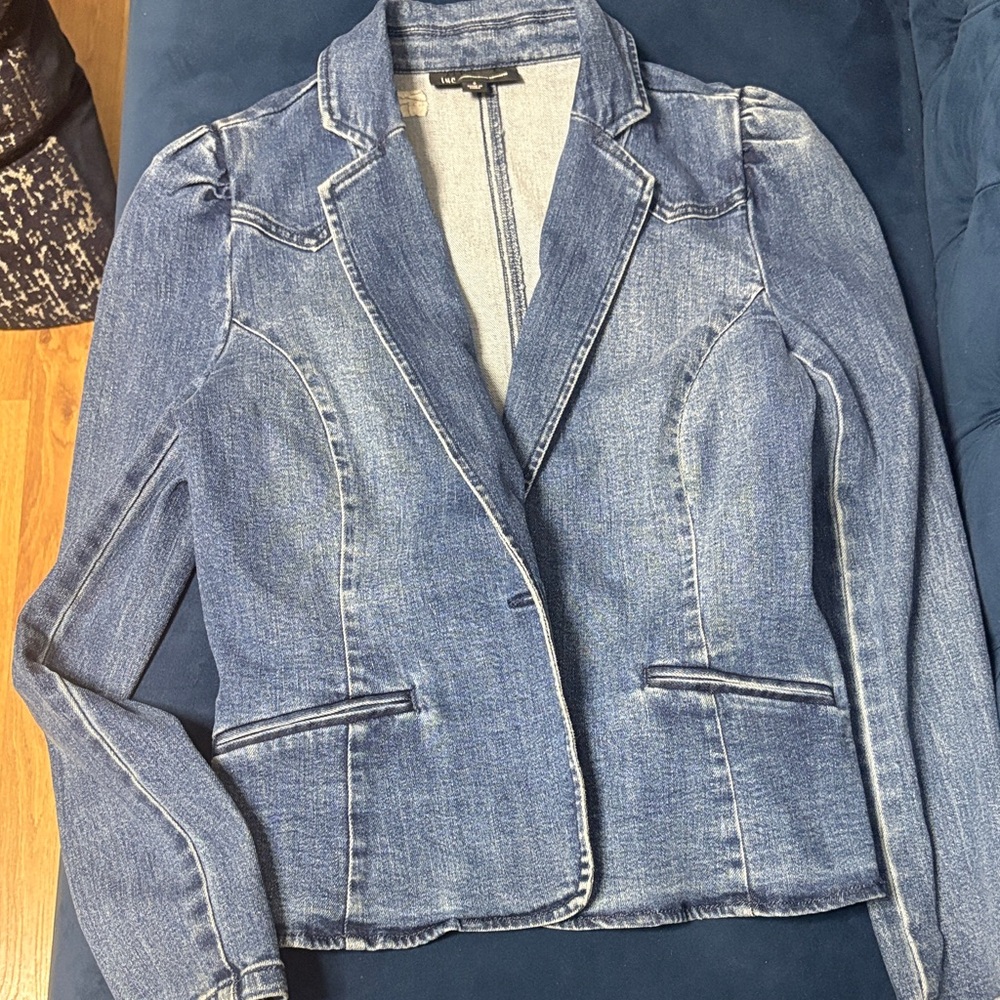 INC International Concepts Distressed Blue Denim Jacket